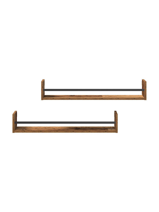Wall Shelf Stepladder Style Old Wood (2 pcs) 80x16x14 cm