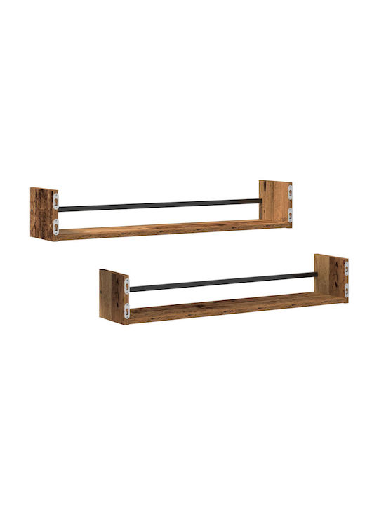 Wall Shelf Stepladder Style Old Wood (2 pcs) 80x16x14 cm
