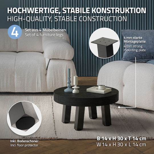 ML-Design ML-Design Metallic Furniture Foot Suitable for Table / Coffee Table 8x8x30cm Gray