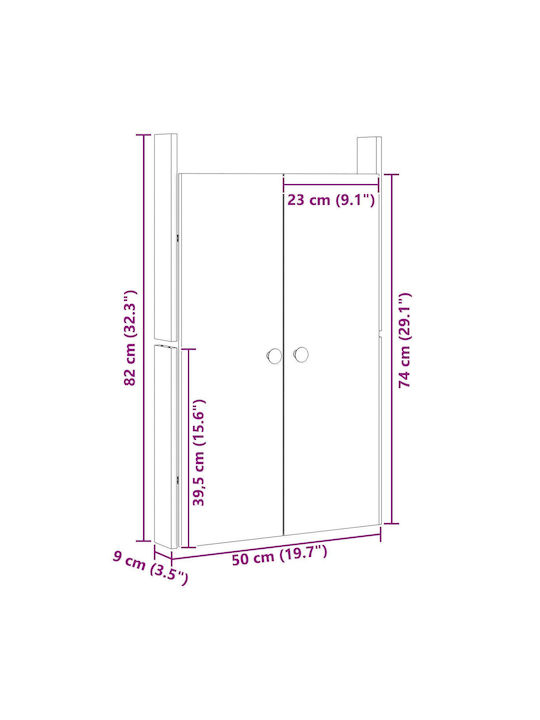 vidaXL Правоъгълна Врата На Шкаф От Масивно Дърво Бежова 50x82x9см 868169