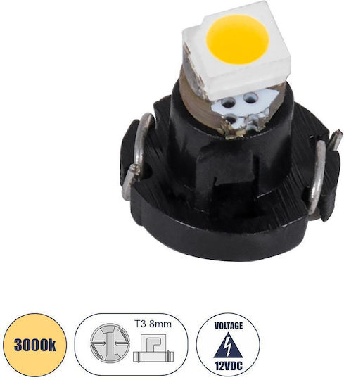 GloboStar Lamps Car T3 LED 3000K Warm White 12V 0.2W 1pcs