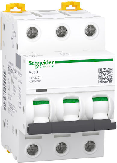 Schneider Electric Automatischer Schutzschalter 1A Dreipolig AC A9F94301