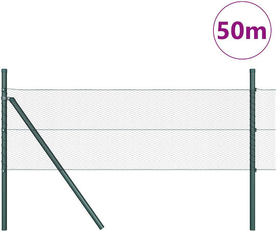 Hexagon Fence Vidaxl Grey 0.5x50 M Steel Fence Posts Vidaxl 13 Pcs Green 32 Mm 100cm Galvanized Steel Grey