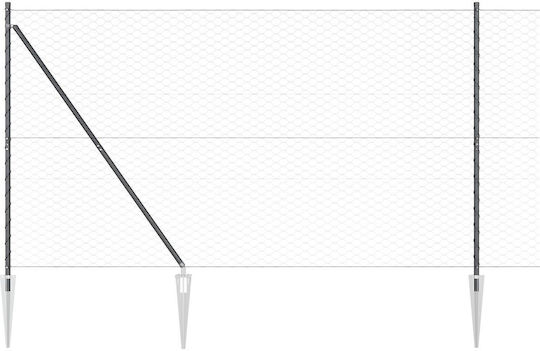 Vidaxl Grey Hexagonal Fence 1.6x10 M Steel Vidaxl Fence Posts Spiked 7 Pcs 32 mm 180cm Galvanized Steel Grey
