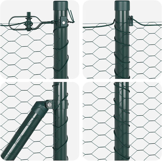 Grüner hexagonaler Zaun Vidaxl 0,6x100 m Stahlzaunpfosten Vidaxl Spike 13 Stück 32 mm 80 cm verzinkter Stahl grün