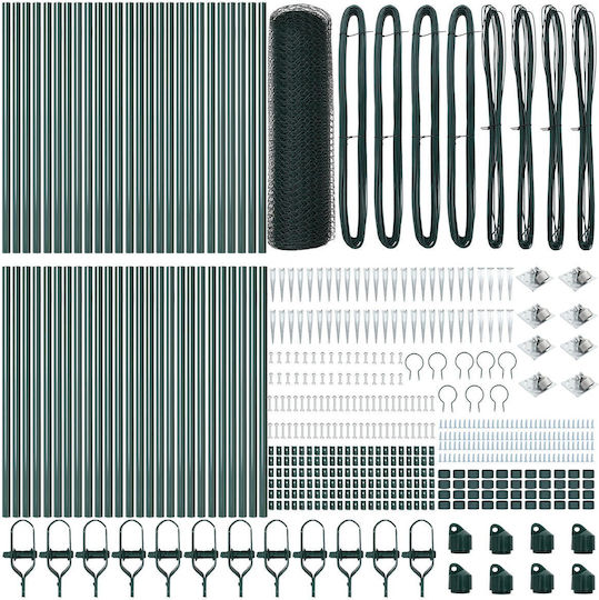 Grüner hexagonaler Zaun Vidaxl 0,6x100 m Stahlzaunpfosten Vidaxl Spike 13 Stück 32 mm 80 cm verzinkter Stahl grün
