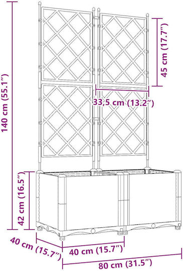 vidaXL Σετ 2 Γλάστρες Πλαστικές Ανοιχτό Γκρι 40εκ.