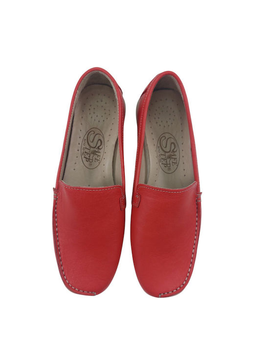 Leder Damen Mokassins in Rot Farbe