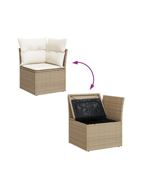 Corner Outdoor Sofa Rattan with Chest and Cushions 55x62x69cm