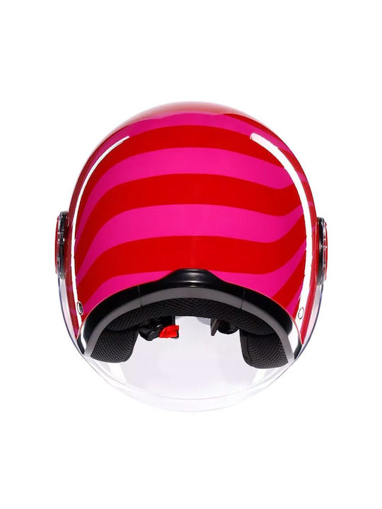 AGV Eteres Tropea Rot/Pink Motorradhelm Jet ECE 22.06 Gewicht (+/-50 gr) mit Sunvisor
