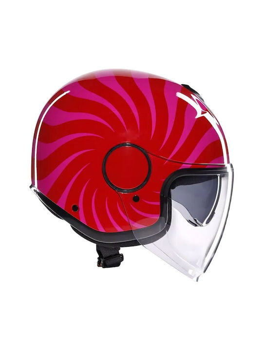 AGV Eteres Tropea Rot/Pink Motorradhelm Jet ECE 22.06 Gewicht (+/-50 gr) mit Sunvisor