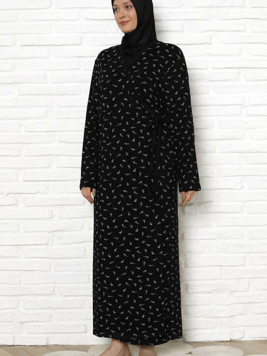 Miss Lale Women's Pyjama Nightgown Long Sleeve Floral Black