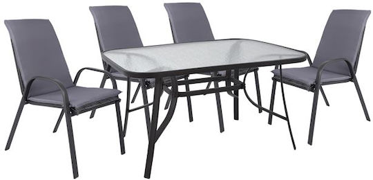 Garten- und Outdoor-Möbelset Für Speisesaal 7 Stück Grau mit Kissen