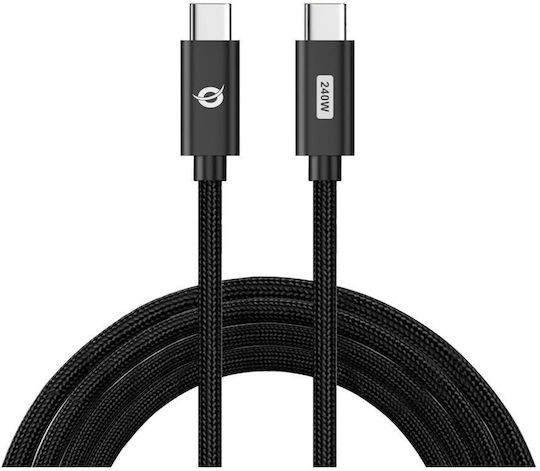 Conceptronic Braided USB 3.1 Video Cable USB-C male - USB-C 240W PD Μαύρο 2m ETTA03B20