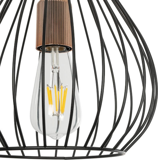 GloboStar Radiaro Pendant Light Black Grid with Socket E27 28x28x70cm