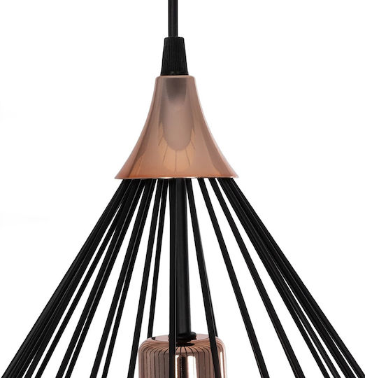 GloboStar Radiaro Pendant Light Black Grid with Socket E27 28x28x70cm