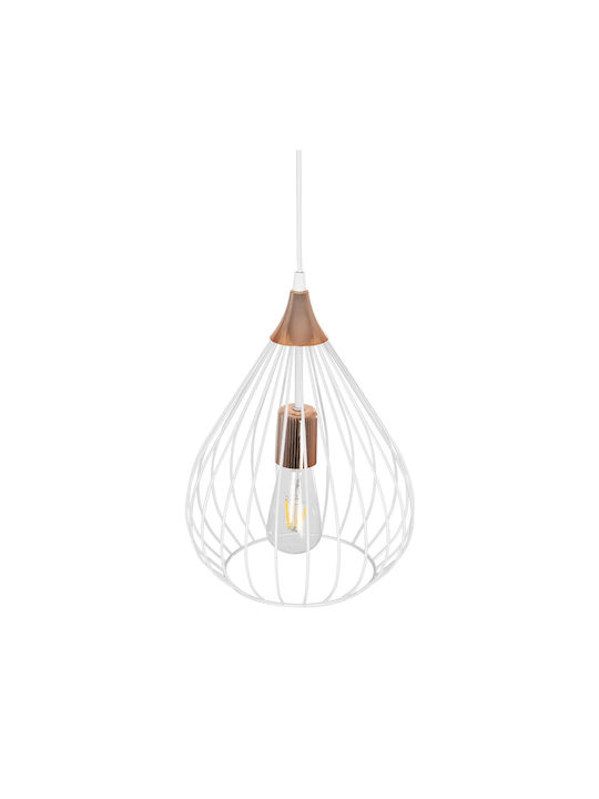 GloboStar Radiaro Hängelampe Weiß Raster mit Fassung E27 28x28x70cm.