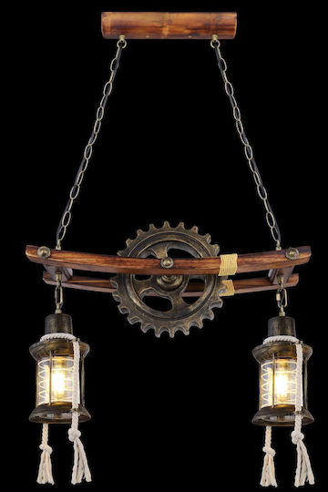 Globo Lighting Abella Hängelampe Braun Schiene mit Fassung E27 62x20x110cm.