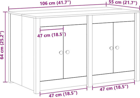 Επιδαπέδιο Ντουλάπι Μπεζ 106x55x64εκ.