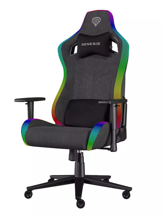 Genesis Trit 660 Fabric Gaming Chair with Adjustable Armrests and RGB Lighting Gray