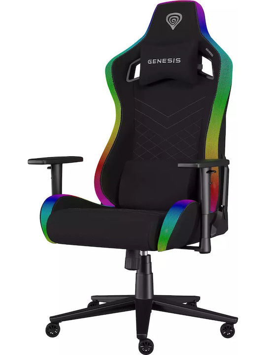 Genesis Trit 660 Геймърски стол с регулируеми подлакътници и RGB осветление Черен