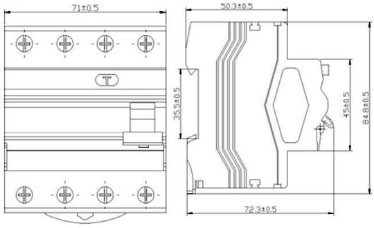 Maxge EPR-4 Ρελέ Ράγας Διαρροής 63A Τετραπολικό 30mA
