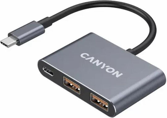 Canyon Hub 3 Θυρών USB 3.2 με σύνδεση USB-C Γκρι