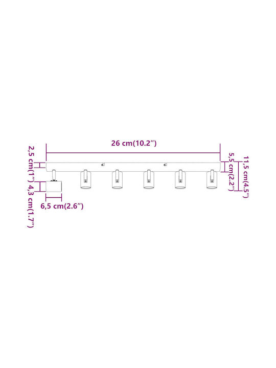 vidaXL Spot with 6 Lights and with Socket E27 in White Color