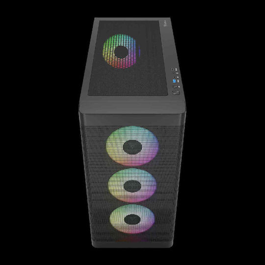 Gamdias Athena M3 Gaming Midi Tower Κουτί Υπολογιστή με Πλαϊνό Παράθυρο και ARGB Φωτισμό Μαύρο