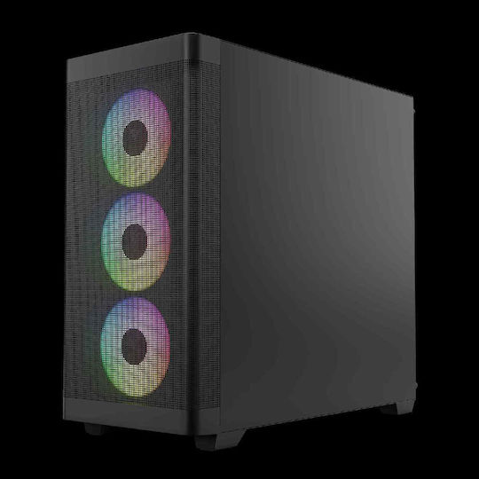 Gamdias Athena M3 Gaming Midi Tower Κουτί Υπολογιστή με Πλαϊνό Παράθυρο και ARGB Φωτισμό Μαύρο