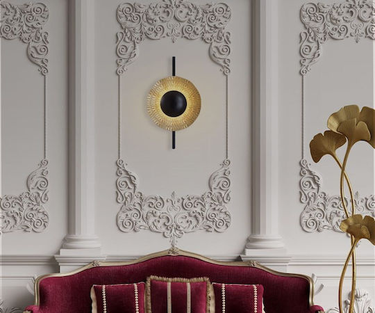 Luma Modern Lamp Wall with Integrated LED and Warm White Light Black-Gold 45cm