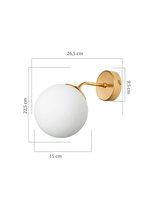 GloboStar Dalph Vintage Lamp Wall with Socket E27 Gold 18x22.5cm