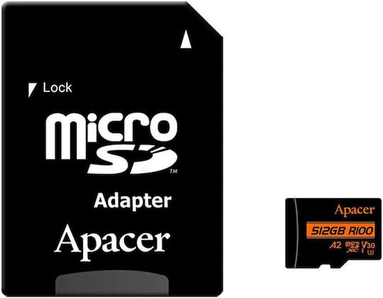Apacer SDXC 512GB U3 V30 A2 UHS-I με αντάπτορα
