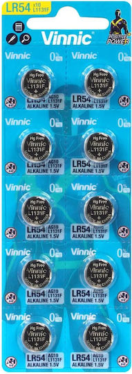 Vinnic Αλκαλικές Μπαταρίες Ρολογιών LR54 / SR54 / SR1130 1.5V 10τμχ