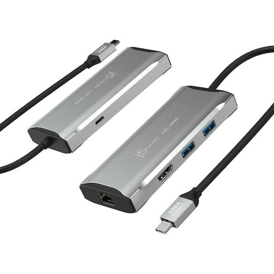 J5 Create Thunderbolt 4 Docking Station με HDMI 4K PD Ethernet Γκρι (JCD392)