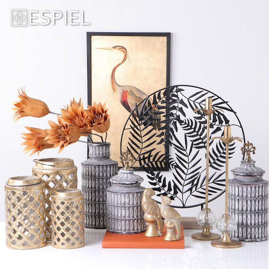 Espiel Decorative Leaf Black Leaves made of Metallic Black 51x9.5x51cm 1pcs