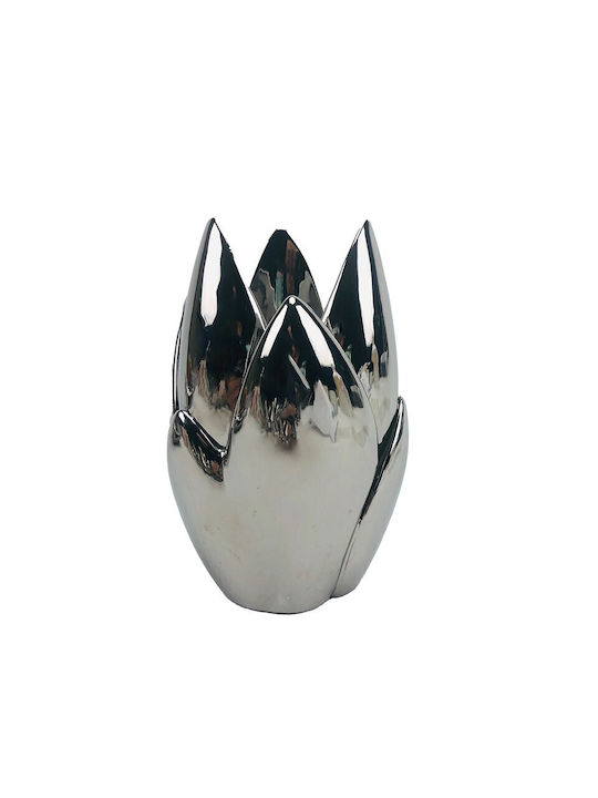 Karvounis Decorative Space Waterlily made of Ceramic Material Silver 11x11x14.5cm 1pcs