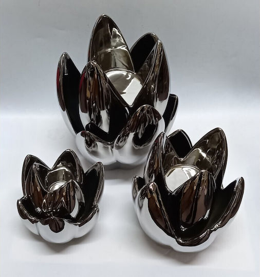 Karvounis Decorative Space Waterlily made of Ceramic Material Silver 13x13x19cm 1pcs