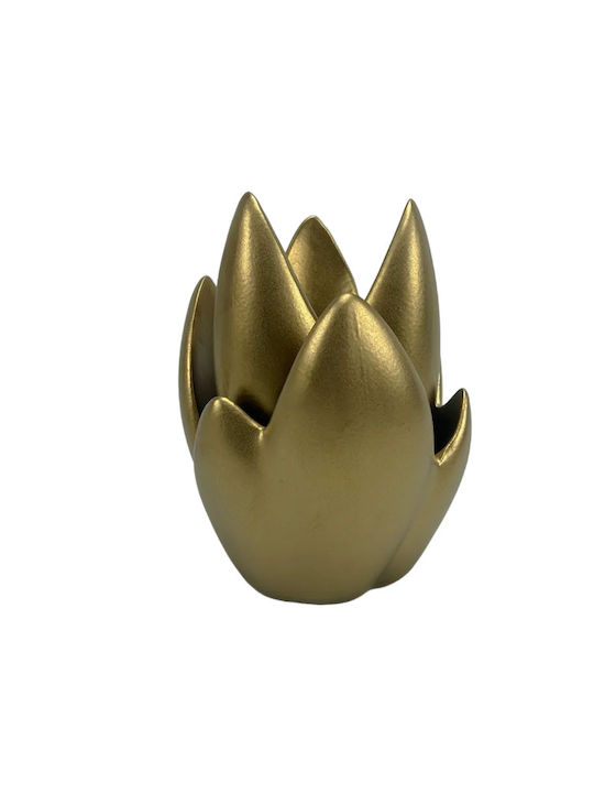 Karvounis Decorative Space Waterlily made of Ceramic Material Gold 11x11x14.5cm 1pcs
