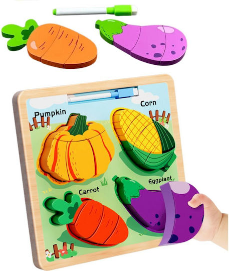 2-in-1 Wooden Educational Puzzle Board Vegetables Marker