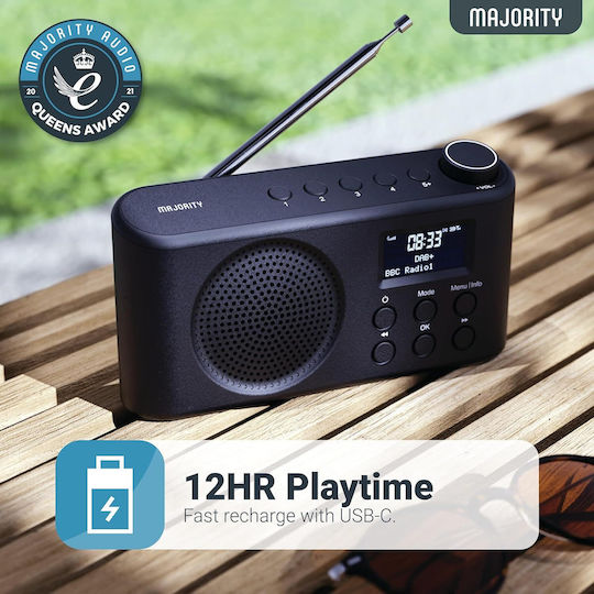 Majority Φορητό Ραδιόφωνο Μπαταρίας DAB+ με Bluetooth και USB Μαύρο