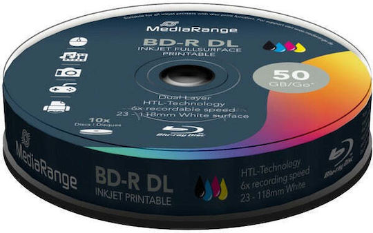 MediaRange Εγγράψιμα BD-R 6x Dual Layer Printable 50GB Cake Box 10τμχ