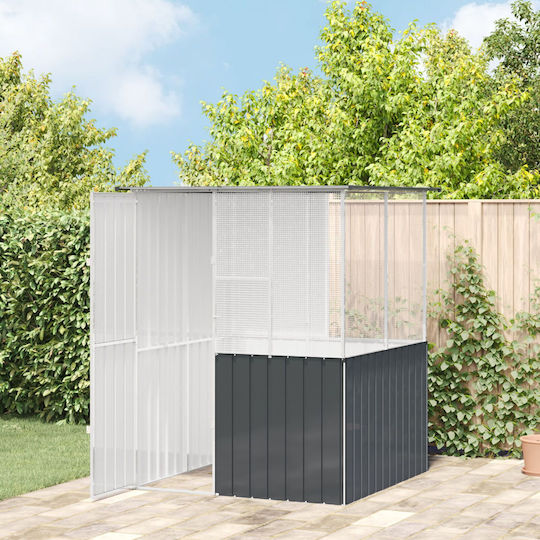 Vidaxl Клетка за птици Антрацит 215x78x200 см Галванизирана стомана Сива
