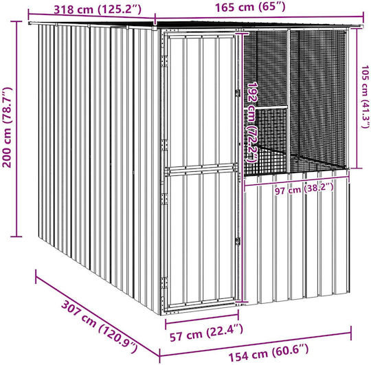Vidaxl Bird Cage Anthracite 215x78x200 Galvanized Steel Grey
