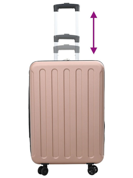 vidaXL Medium Hard Pink Gold Suitcase With 4 Wheels Height 66cm