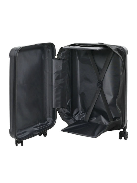 vidaXL Cabin Hard Black Suitcase With 4 Wheels Height 55.5cm