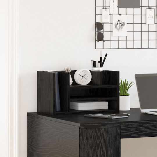 Black Oak Desk Organizer 44.5x24x25 cm Wood