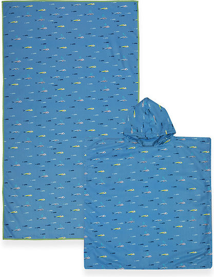 Kinder-Strandtuch Fish Team 70x120 Blau Nef-nef Homeware