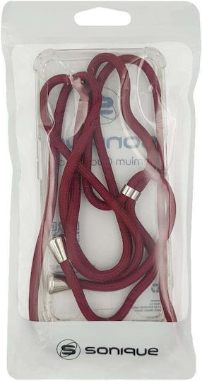 Silicone Case with Cord Sonique Armor Clear Xiaomi Poco X7 Pro 5g Burgundy
