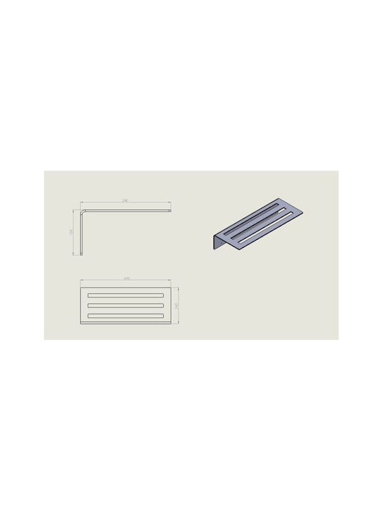 Verdi Single Wall-Mounted Bathroom Shelf Unit ​15x120cm Inox White